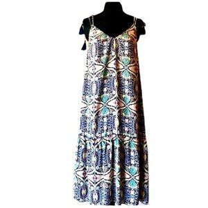Finn & Grace Boho Pattern Dress Blue S
